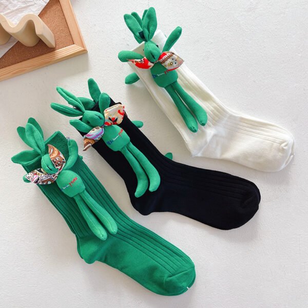 Green Three-dimensional Pile Pile Tide Socks