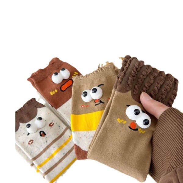 Funny Couple Cute Cartoon Big Stereo Eyes Tube Socks - Image 2